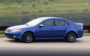 Preview wallpaper acura, tl, 2007, blue side view, style, cars, speed, nature