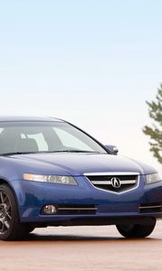 Preview wallpaper acura, tl, 2007, blue, side view, style, cars, sky, nature, grass, tree