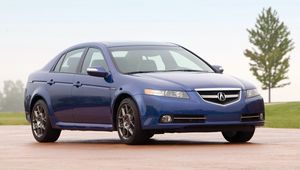 Preview wallpaper acura, tl, 2007, blue, side view, style, cars, sky, nature, grass, tree