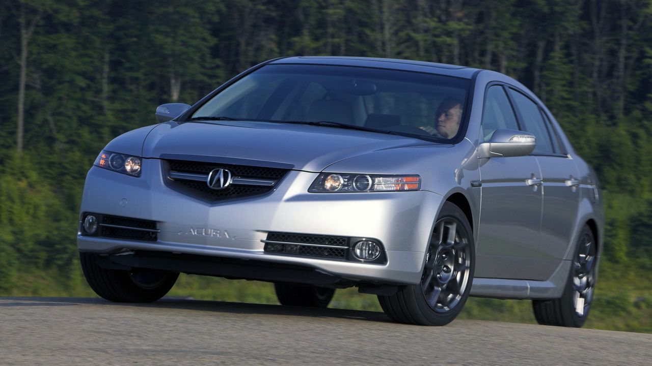 Wallpaper acura, tl, 2007, silver metallic, front view, style, cars, trees, asphalt