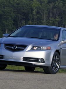 Preview wallpaper acura, tl, 2007, silver metallic, front view, style, cars, trees, asphalt