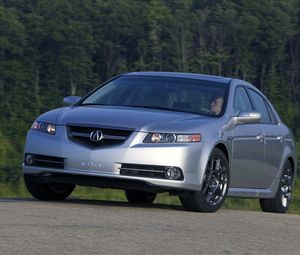 Preview wallpaper acura, tl, 2007, silver metallic, front view, style, cars, trees, asphalt