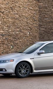 Preview wallpaper acura, tl, 2007, silver metallic, side view, style, cars, buildings, asphalt