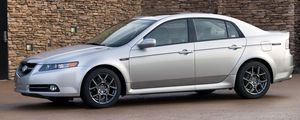 Preview wallpaper acura, tl, 2007, silver metallic, side view, style, cars, buildings, asphalt
