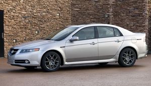 Preview wallpaper acura, tl, 2007, silver metallic, side view, style, cars, buildings, asphalt