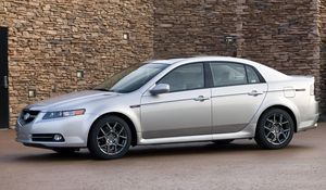 Preview wallpaper acura, tl, 2007, silver metallic, side view, style, cars, buildings, asphalt