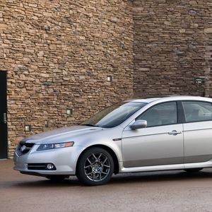 Preview wallpaper acura, tl, 2007, silver metallic, side view, style, cars, buildings, asphalt