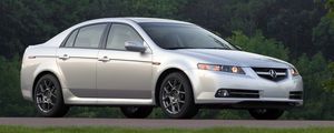 Preview wallpaper acura, tl, 2007, white metallic, side view, style, cars, nature, trees, grass