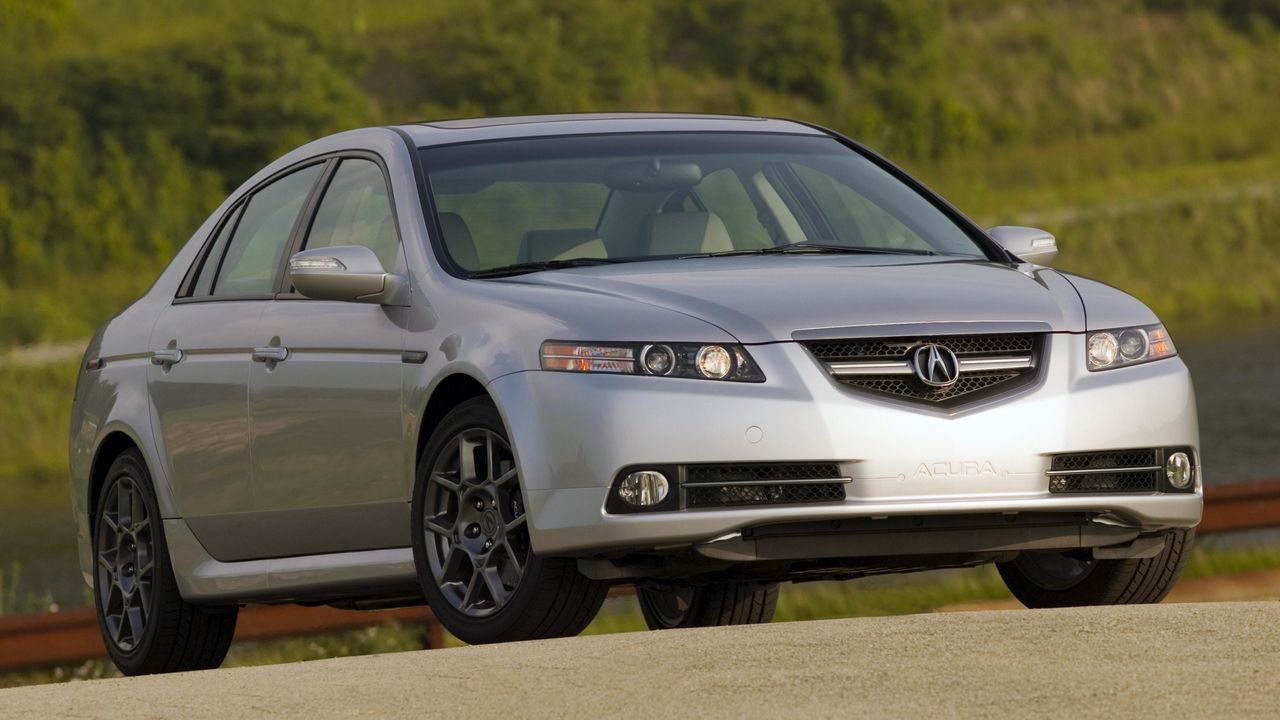 Wallpaper acura, tl, 2007, silver metallic, front view, style, cars, shrubs, grass, nature