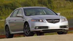 Preview wallpaper acura, tl, 2007, silver metallic, front view, style, cars, shrubs, grass, nature