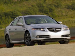 Preview wallpaper acura, tl, 2007, silver metallic, front view, style, cars, shrubs, grass, nature