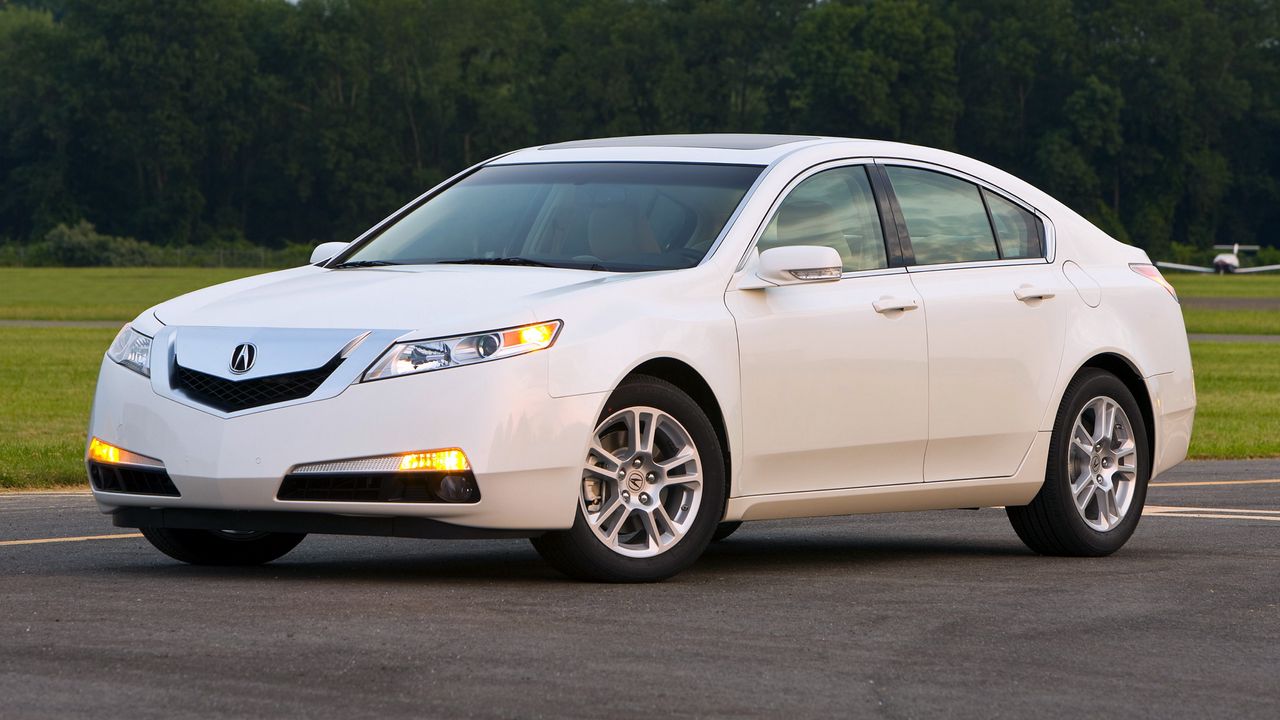 Wallpaper acura, tl, 2008, white, side view, style, cars, nature, trees, grass