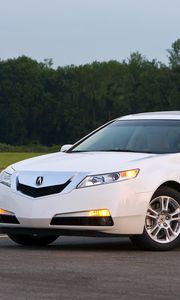 Preview wallpaper acura, tl, 2008, white, side view, style, cars, nature, trees, grass