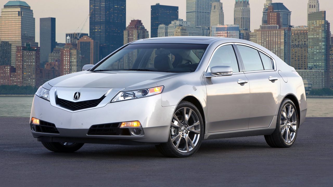 Wallpaper acura, tl, 2008, silver metallic, front view, style, cars, city, water