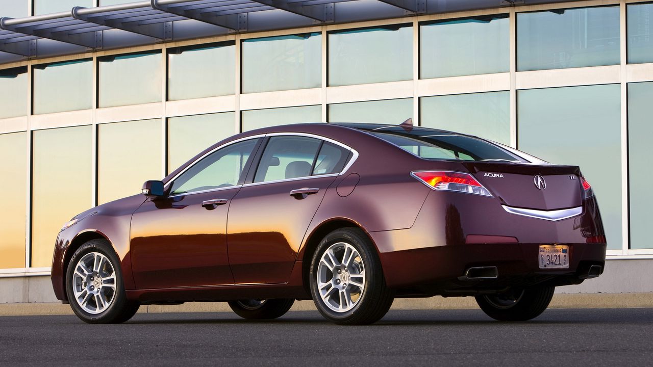 Wallpaper acura, tl, 2008, burgundy, side view, style, cars, building