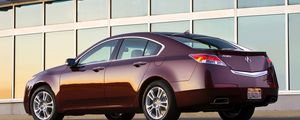 Preview wallpaper acura, tl, 2008, burgundy, side view, style, cars, building