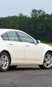 Preview wallpaper acura, tl, 2008, white, side view, style, cars, trees, grass