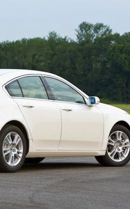 Preview wallpaper acura, tl, 2008, white, side view, style, cars, trees, grass