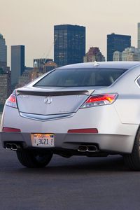 Preview wallpaper acura, tl, 2008, metallic silver, rear view, car, style, city, asphalt