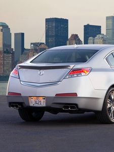 Preview wallpaper acura, tl, 2008, metallic silver, rear view, car, style, city, asphalt