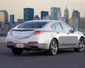 Preview wallpaper acura, tl, 2008, metallic silver, rear view, car, style, city, asphalt