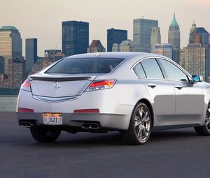 Preview wallpaper acura, tl, 2008, metallic silver, rear view, car, style, city, asphalt