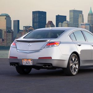 Preview wallpaper acura, tl, 2008, metallic silver, rear view, car, style, city, asphalt