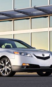 Preview wallpaper acura, tl, 2008, silver metallic, side view, style, cars, building