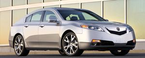 Preview wallpaper acura, tl, 2008, silver metallic, side view, style, cars, building