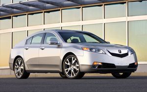 Preview wallpaper acura, tl, 2008, silver metallic, side view, style, cars, building