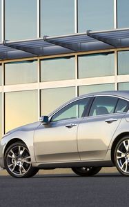 Preview wallpaper acura, tl, 2008, silver metallic, side view, style, cars, building