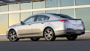 Preview wallpaper acura, tl, 2008, silver metallic, side view, style, cars, building