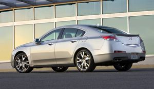 Preview wallpaper acura, tl, 2008, silver metallic, side view, style, cars, building