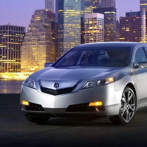 Preview wallpaper acura, tl, 2008, silver metallic, front view, style, cars, city, lights