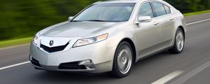 Preview wallpaper acura, tl, 2008, silver metallic, side view, style, cars, speed, trees, highway