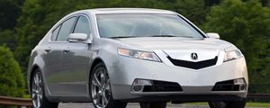 Preview wallpaper acura, tl, 2008, silver metallic, front view, style, cars, trees, asphalt