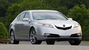 Preview wallpaper acura, tl, 2008, silver metallic, front view, style, cars, trees, asphalt