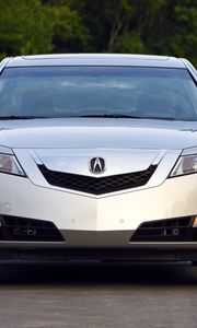 Preview wallpaper acura, tl, 2008, silver metallic, front view, style, cars, trees