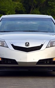 Preview wallpaper acura, tl, 2008, silver metallic, front view, style, cars, trees