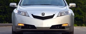 Preview wallpaper acura, tl, 2008, silver metallic, front view, style, cars, trees