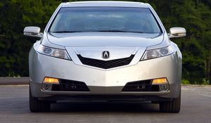 Preview wallpaper acura, tl, 2008, silver metallic, front view, style, cars, trees