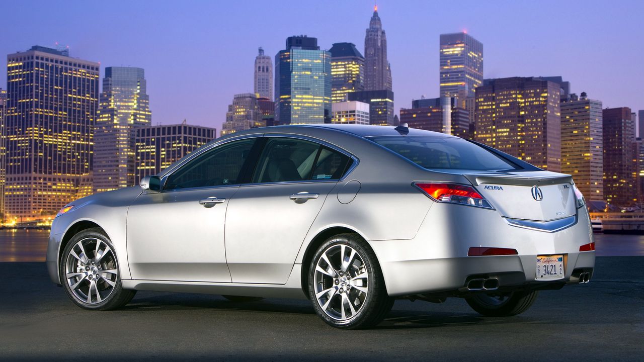 Wallpaper acura, tl, 2008, silver metallic, side view, style, cars, city, lights