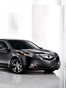 Preview wallpaper acura, tl, 2008, black, side view, style, cars, reflection