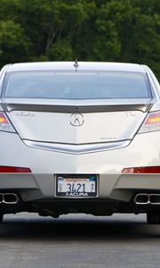 Preview wallpaper acura, tl, 2008, metallic silver, rear view, style, cars, trees