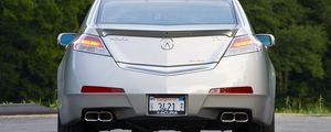 Preview wallpaper acura, tl, 2008, metallic silver, rear view, style, cars, trees