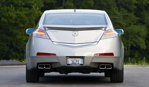 Preview wallpaper acura, tl, 2008, metallic silver, rear view, style, cars, trees