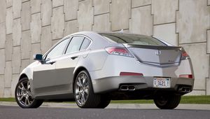 Preview wallpaper acura, tl, 2008, metallic gray, side view, style, cars, walls, grass, asphalt