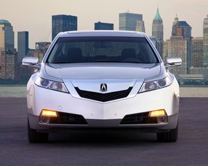 Preview wallpaper acura, tl, 2008, silver metallic, front view, style, cars, city, asphalt