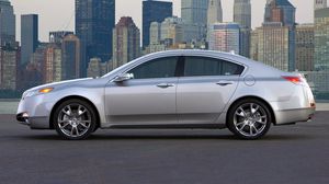 Preview wallpaper acura, tl, 2008, silver metallic, side view, style, cars, city, lights