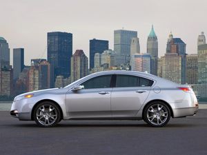 Preview wallpaper acura, tl, 2008, silver metallic, side view, style, cars, city, lights